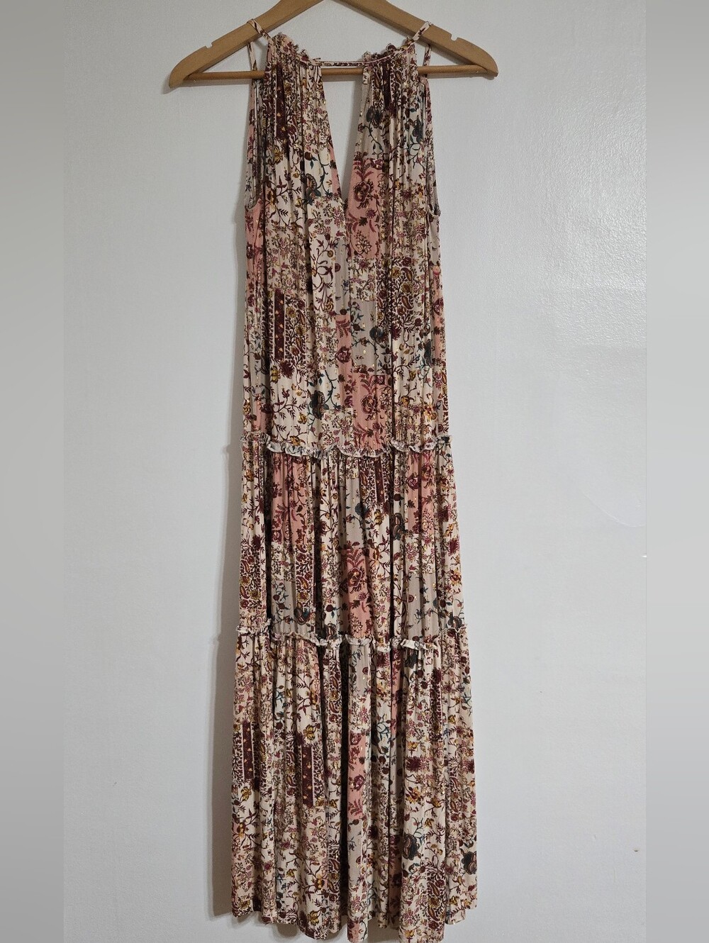 DREW Anthropologie Naomi Tier Maxi Boho Beach Vacation Resort Dress Size XS